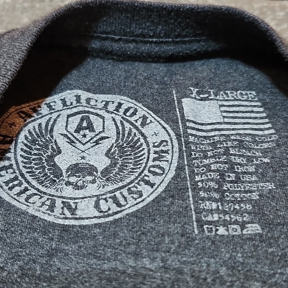 AFFLICTION AMERICAN CUSTOMS SKULL & WING GRAPHIC CREWNECK TEE-SHIRT XL - Picture 4 of 10